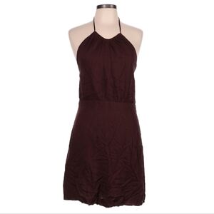NWT Glamorous Chocolate Brown Linen‎ Blend Backless Halter Dress Size Large